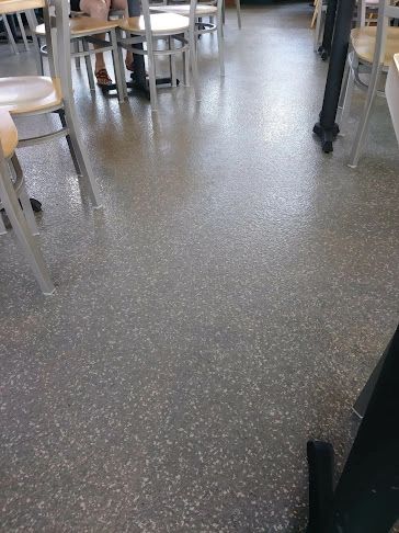 Polished concrete floor in cafeteria