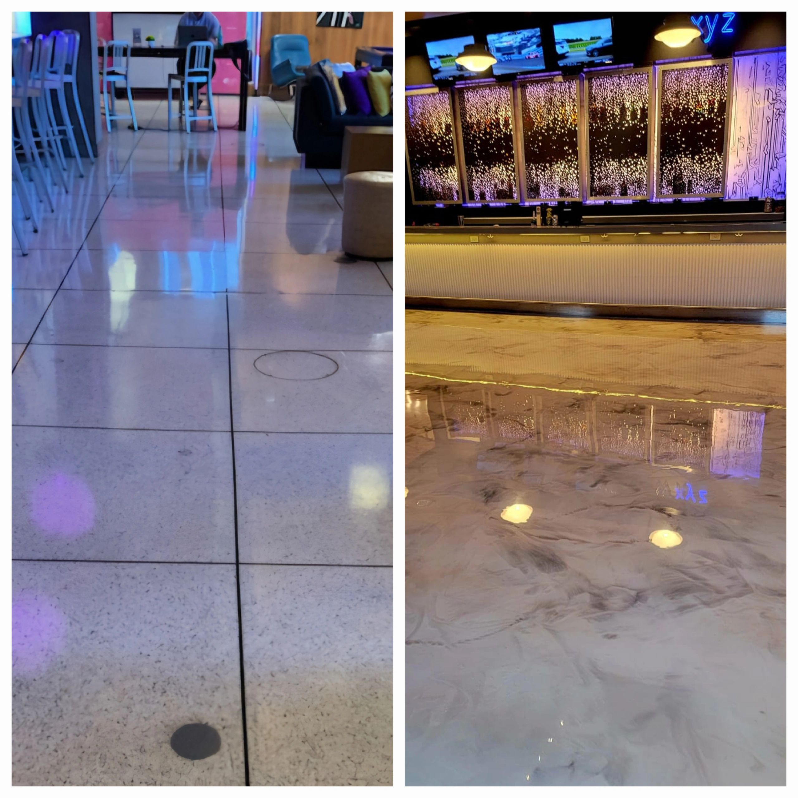 Modern venue with polished epoxy floors